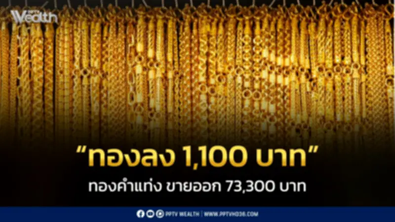 สมาคมค้าทองคำประกาศราคาทอง 13 ก.พ. ปรับลง 1,100 บาท ปิดตลาดที่ 73,300 บาท