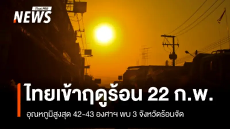 กรมอุตุนิยมวิทยาประกาศไทยเข้าสู่ฤดูร้อน 22 ก.พ. 2569 เตือนพายุฤดูร้อนและอุณหภูมิแตะ 43 องศา