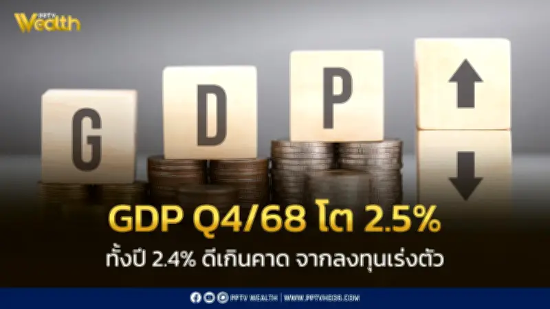 สศช.เผย GDP ไตรมาส 4 โต 2.5% ส่งผลปี 68 โต 2.4% ปรับคาดปี 69 โต 2%