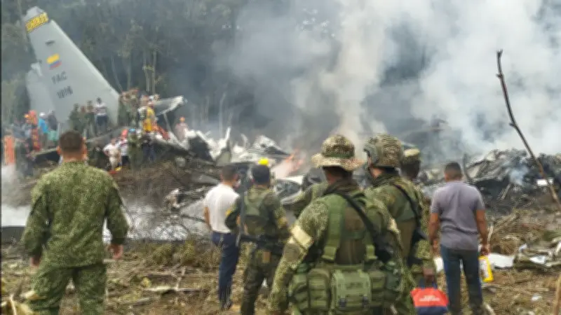 เครื่องบินทหารโคลอมเบียตกในป่าอะเมซอน พบผู้เสียชีวิต 1 ศพ บาดเจ็บ 77 ราย