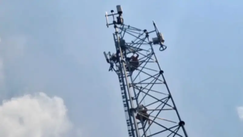 หนุ่มปีนเสาสัญญาณสูง 36 เมตร 2 วันสุดท้าย ยอมลงเอง-วิ่งหนีไม่รอด ตำรวจคุมตัวได้