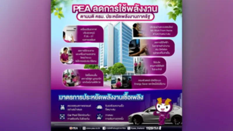 PEA ขานรับนโยบายรัฐ ลดใช้พลังงานในหน่วยงานภาครัฐ รับมือวิกฤตพลังงานโลก