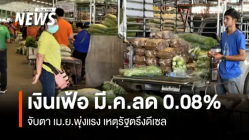 เงินเฟ้อไทยมี.ค.ลด 0.08% ต่อเนื่อง 12 เดือน รัฐตรึงดีเซลช่วยชะลอต้นทุน