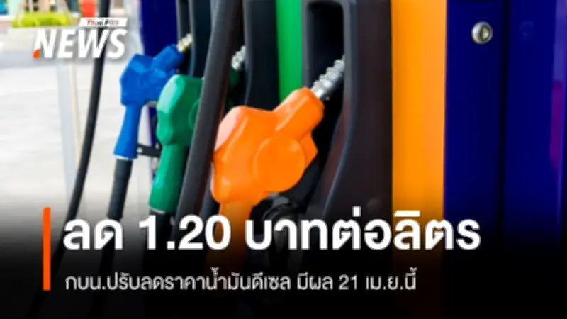 กบน.ลดอัตราเงินกองทุนน้ำมัน ดีเซล-เบนซิน ราคาขายปลีกลดลง 1.20 บาทต่อลิตร