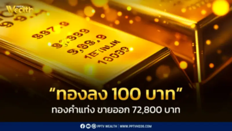 สมาคมค้าทองคำประกาศราคาทอง 2 เม.ย. 2569 ลดลง 100 บาทจากวันก่อน