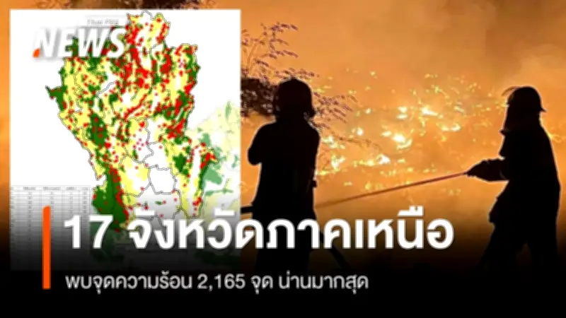 พบจุดความร้อนภาคเหนือพุ่ง 2,165 จุด น่าน-เชียงรายนำโด่ง กรมอุทยานฯ เฝ้าระวังไฟป่า-หมอกควัน