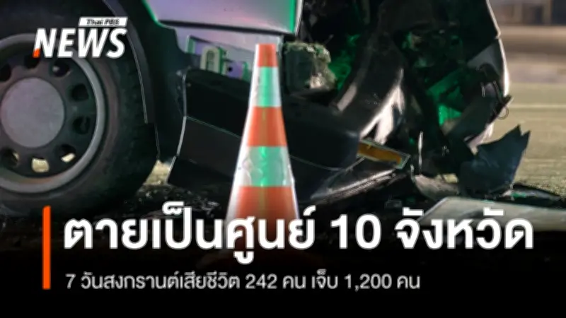 สรุปสถิติอุบัติเหตุสงกรานต์ 2569: เสียชีวิต 242 คน เจ็บ 1,200 คน หลัง 7 วันอันตราย