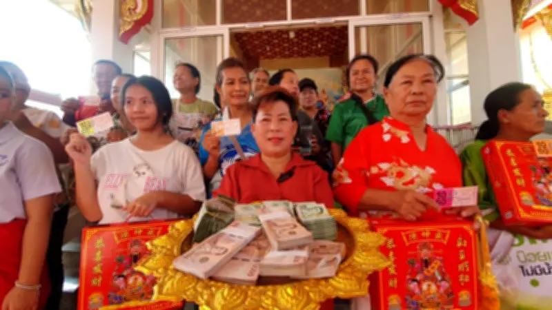 สาวใหญ่เฮงถวายเงิน 5 แสนแก้บนหลวงพ่อใหญ่ หลังถูกรางวัลเลขท้าย 47 ขายที่ดินสำเร็จ
