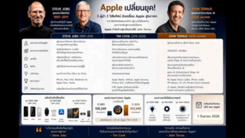 แอปเปิลเปลี่ยนผู้นำในวันที่เกมไม่รอใคร สะท้อนวิกฤตเทคโนโลยีโลก
