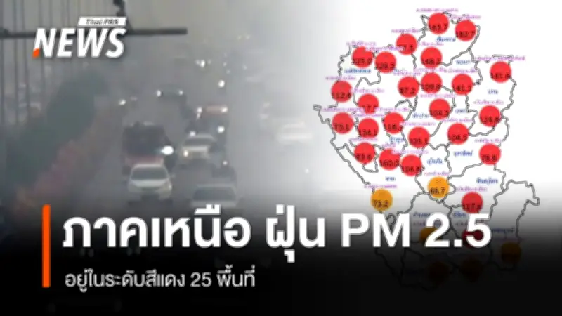 ฝุ่น PM2.5 ภาคเหนือวิกฤต! 25 พื้นที่สีแดง เชียงใหม่ครองแชมป์เมืองมลพิษโลก