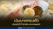 เงินบาทเปิดเช้าที่ 32.08 บาท/ดอลลาร์ ทรงตัวไม่เปลี่ยนแปลง ยังผันผวนจากสถานการณ์ตะวันออกกลาง
