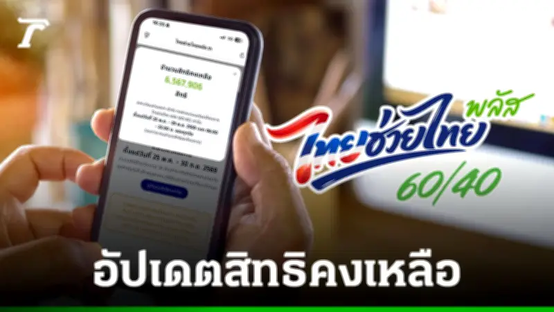 เช็กสิทธิไทยช่วยไทยพลัสล่าสุด ยังเหลือกว่า 6.5 ล้านสิทธิ