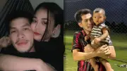 กัปตันช้างอุ้มเด็กน้อยกลางสนามฟุตบอล เพื่อนแซวซ้อมมีลูก