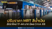 ปรับราคารถไฟฟ้า MRT สายสีน้ำเงิน อัตราใหม่ 17-44 บาท มีผล 3 ก.ค. 2569